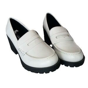 Soda The Lug Sole Loafer Size 8 Chunky Parchment White Platform